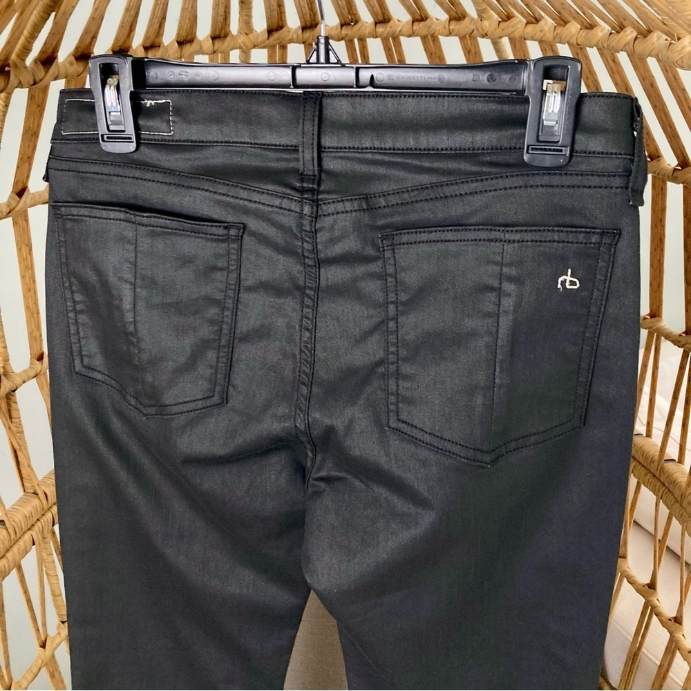 🖤 Rag & Bone Shoreditch Flare Jeans Black Coated Denim Size 29 Premium Quality - Picture 5 of 11